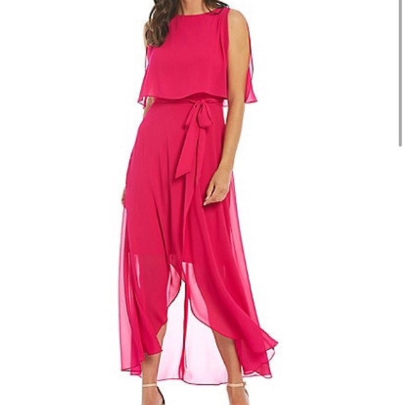 NWT Jessica Howard Magenta Asymmetric High Low Sleeveless Dress Size 6P - Picture 1 of 8